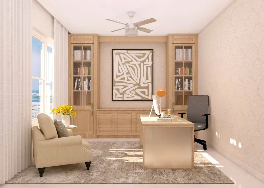 Ruang Kerja dengan Cat Tembok Warna Cream